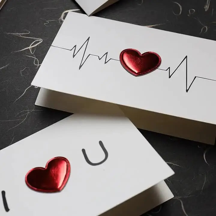 Wholesale DIY Three-dimensional Heartbeat Card Love I You for Valentine's Day and Mother's Day Greetings Made of Paper