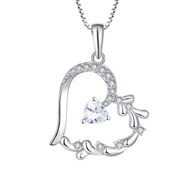 Wholesale Custom 925 Sterling Silver Love Heart Necklace Trendy Crystal Diamond Heart Box Zircon Fashionable Jewelry Weddings