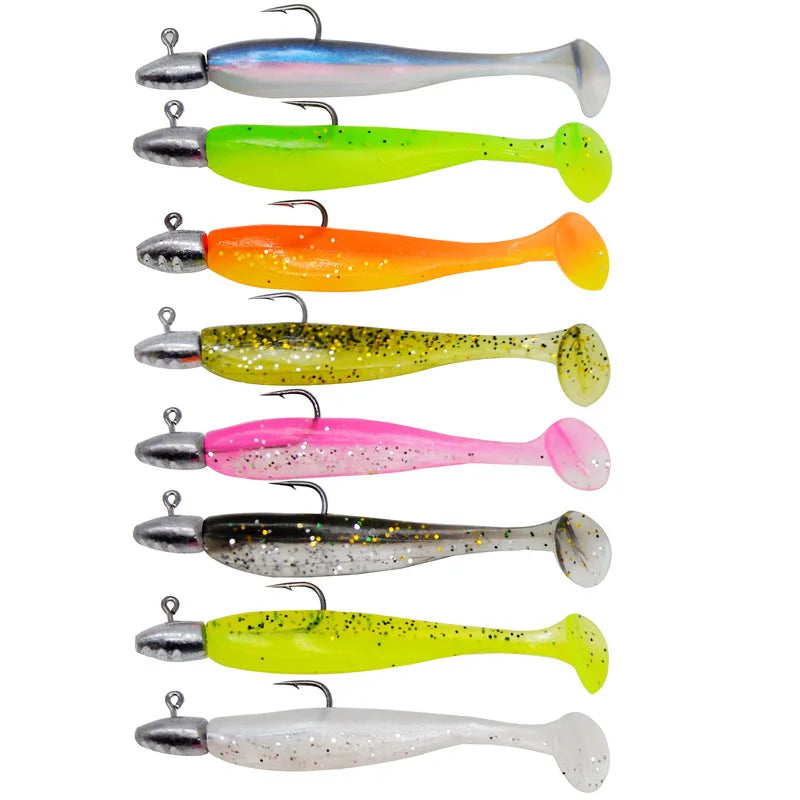 Soft Shad Bait With Lead Head Hook 6cm 3g Paddle Tail Fishing Lure 5Pcs Bionic Soft Bait Fishing Gear Wholesale