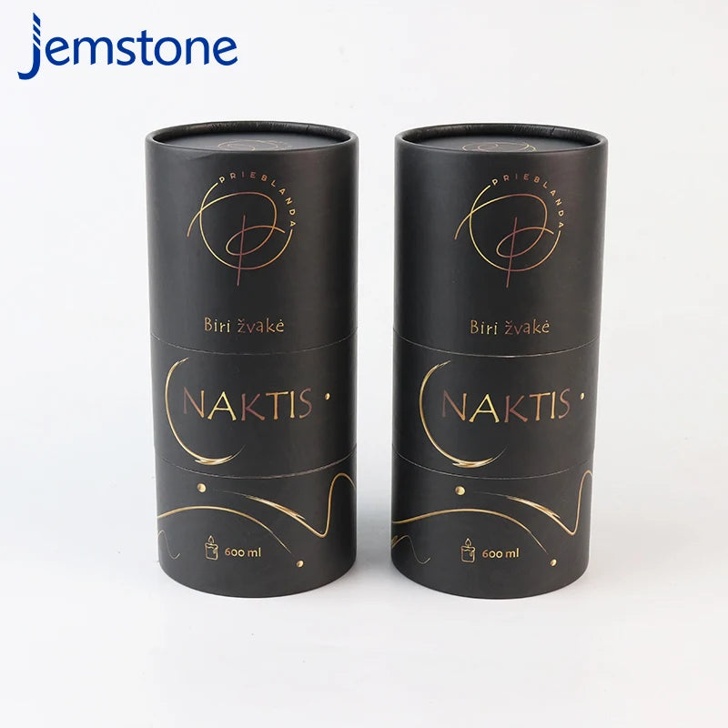 Luxury Cylinder Glass Bottle Perfume/Essential Oils Matt Black Silver Tubes Matt Black Packaging Recyclable Stamped Design