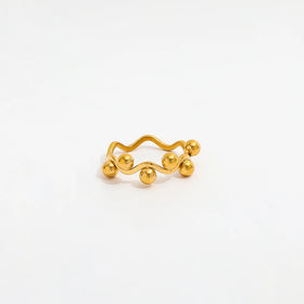 High End 18K PVD Gold Plated Waved Bead Dainty Rings Stainless Steel Rings for Women Trendy Jewelry