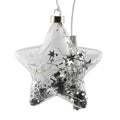 Transparent Clear Star Shaped LED Light Glass Christmas Bauble Ball Filled Silver Stars High Quality Environment-Friendly