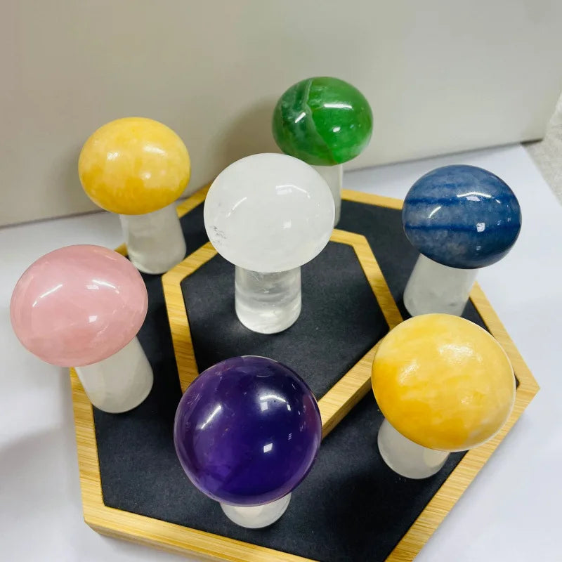 Ornament Cross-Border Source for Fish for Tank DIY Decorations Stone Semi-Precious Stone Crafts Colorful Crystal Large Mushroom