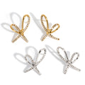 Clioro New Trendy Gold Plated Stainless Steel Stud Earrings Waterproof with Zircon Bow Delicate Fashion Jewelry