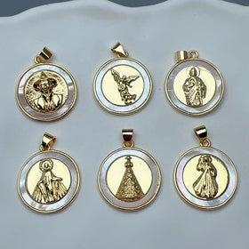 Classic Father Jesus Virgin Mary Pendants Metal Natural Sea Shell Charms for Jewelry Making Necklace Bracelet Accessories