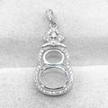 Sterling Silver 6*8+9*11mm Semi Mount Pendant Empty Frame Blank Support Setting S925 Base Without Center Stone for DIY Inlay