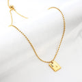 ASON Pvd 18k Gold Plated Stainless Steel Jewelry Necklace Custom New Depict Carving Letter Rectangle Pendant Necklace