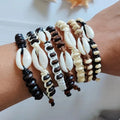 7 Colors Hot Selling Bohemian Style Hand Woven Natural Wood Bead Shell Men's Women's Bracelet for Wholesale