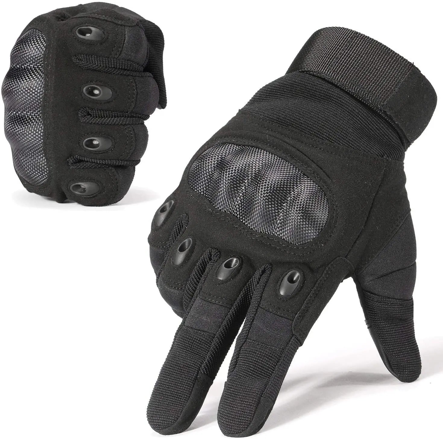 Men's Outdoor Full-Finger Tactical Sand-Filled Gloves Durable Nylon PU Shooting Cycling Motorcycling Hard Knuckle Finger Touch
