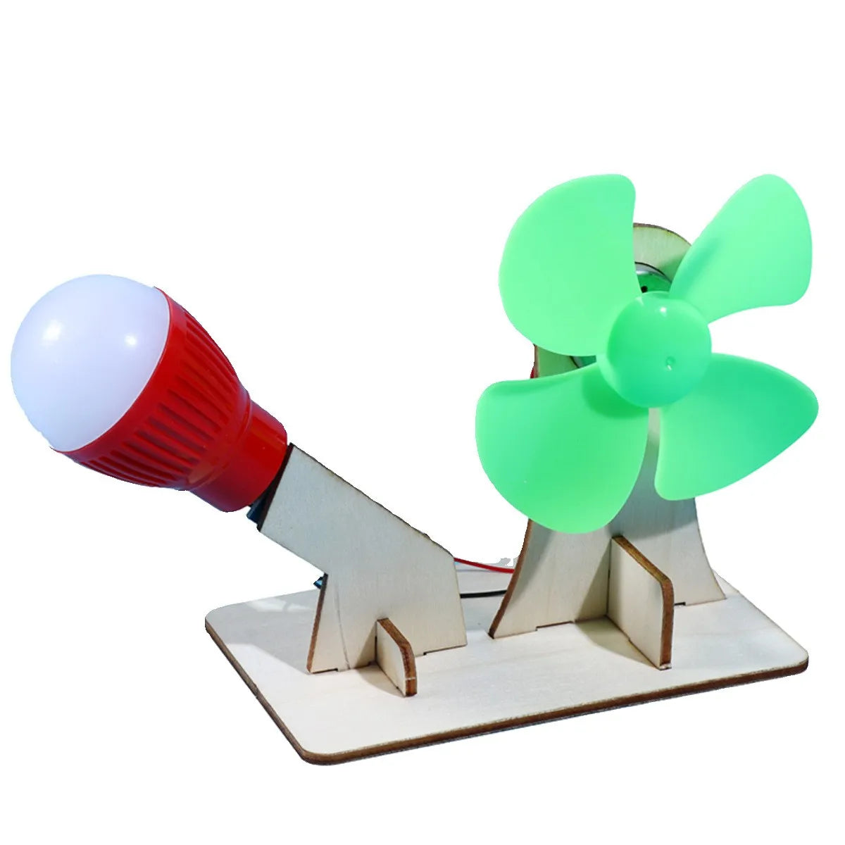 Creative Wooden DIY Wind Power Bulb Toys Steam Scientific Experiment Kits Kids Toys steam boat toys