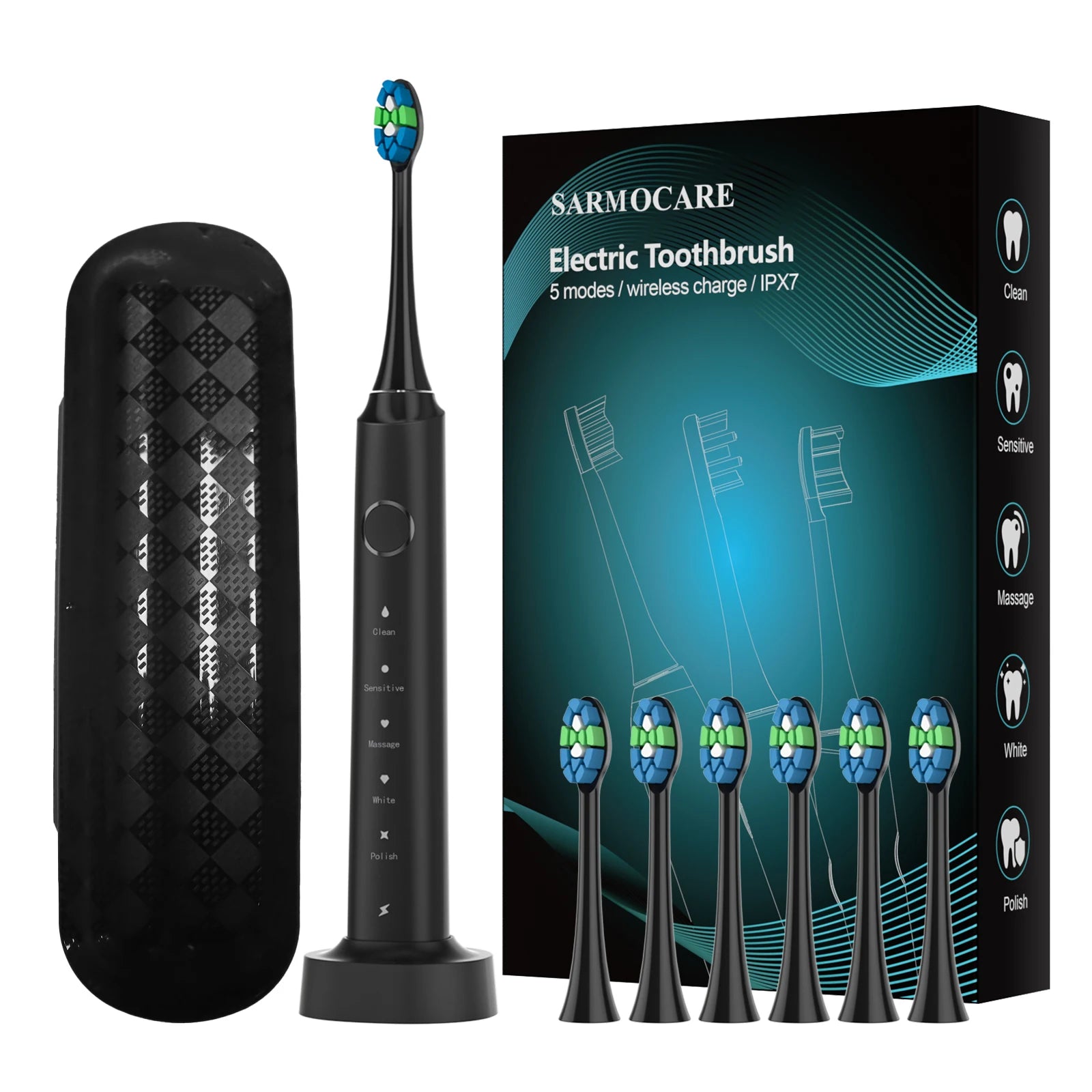 Hot Sale Cheap Automatic Sonic Toothbrush Slim Smart Rechargeable Teeth Whitening Black Electric Toothbrush with Charger Adults