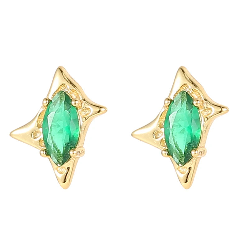 INS Mini Stud in Color 925 Sterling Silver Hot Selling Products 2023 Summer Green Zirconia Earrings
