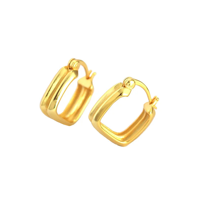 Wholesale Trendy 18k Gold Plated S925 Silver Hoop Earrings Square Ear Buckle Elegant Ins Design for Women
