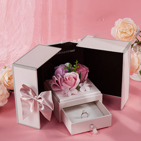 Necklace Ring Shape Gift Box Set Soap Rose Flower With Drawer for Valentine's Day Wedding Love Gift Valentine's Day Gift