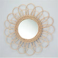 50cm Features Handmade Northern Europe Homestand Rattan Wall Hanging Mirror Willow Woven Original Wood Decorative Mirror