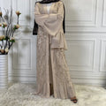 BEST Price Chiffon Sequin Women Maxi Dress Open Abaya Pakistan Wholesale Front Open Kaftan Abaya Long Dress for Eid Mubarak