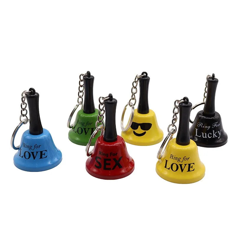Customized Christmas Wedding Bell Keychain Mini Metal Dinner Hand Bell Xmas Toys Mini Call Bell with Keychain