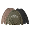 100% Cotton T Shirt for Men Oversized Vintage Heavy Weight Washed Cotton Washed Printing Long Sleeves Tshirts