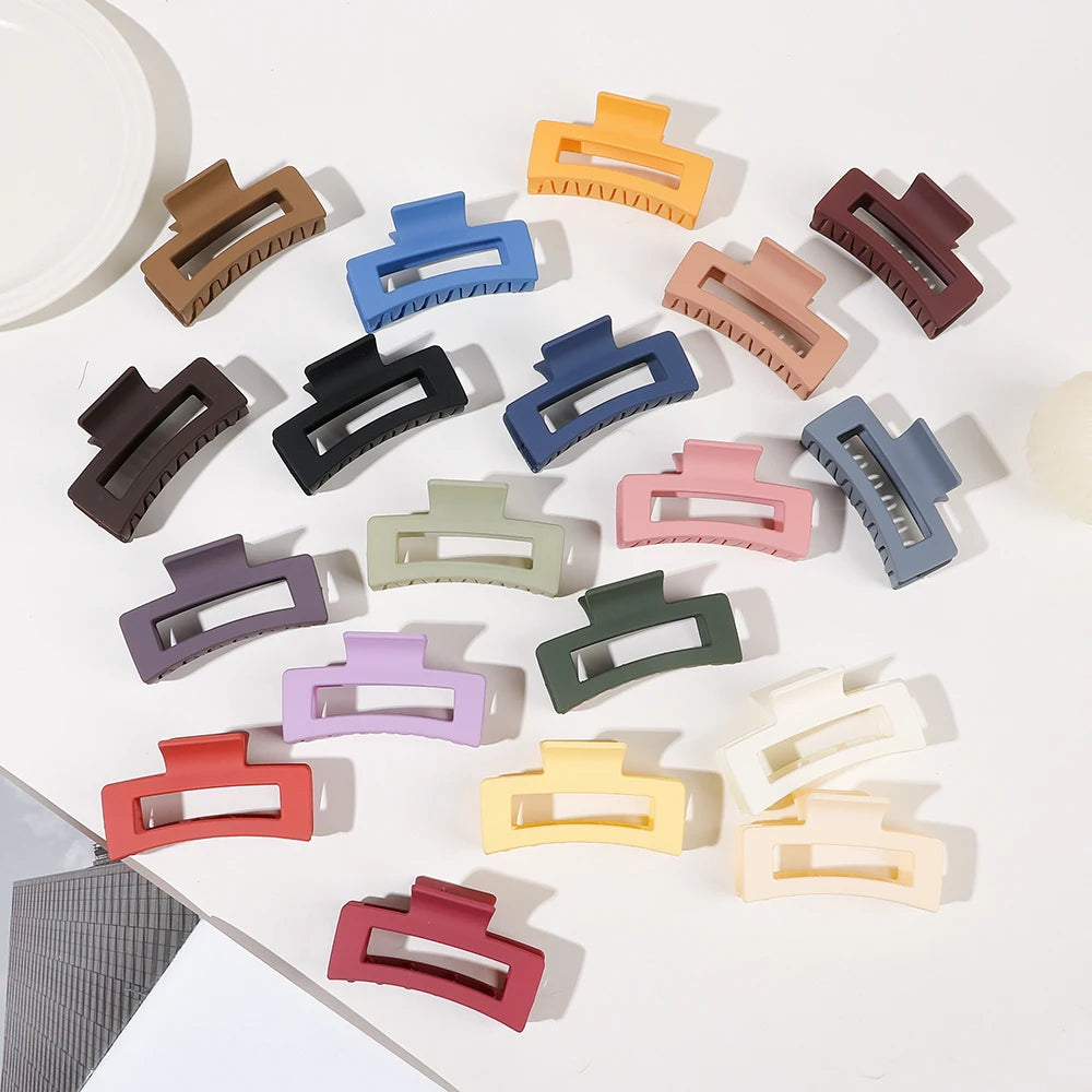 Hot Selling Plastic Hair Claw Clips 8.5cm Simple Matte Rectangle Hair Claws for Women