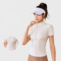 High Stretch Breathable Quick Dry Women's Sports Jacket Lightweight Nude Seamless Fitness Short Sleeved Stand Collar Yoga Top