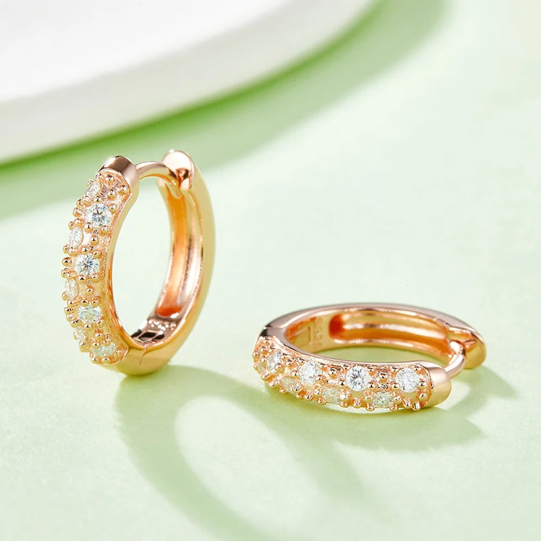 Abiding High End Quality Jewelry Rose Gold Plated 925 Sterling Silver Hiphop Men Hoops VVS Moissanite Diamond Earrings