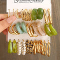 Fashion Metal Fried Dough Twists Chain Earring Set Creative Simple Gold Metal Geometric Hoop Earring Jewelry Set