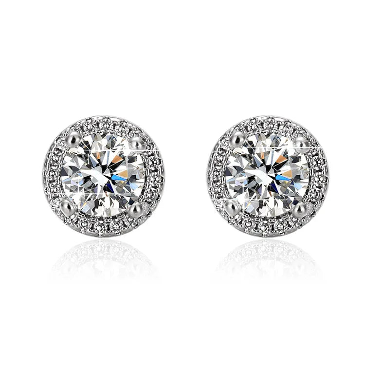 Moissanite S925 Sterling Silver Round Bag Earrings Temperament Light Luxury Factory Wholesale