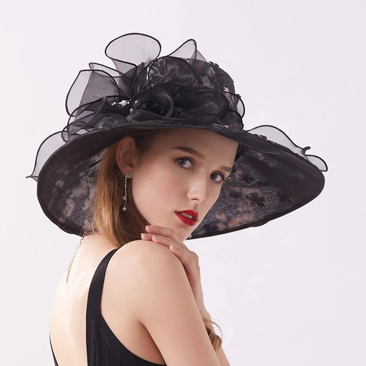 Women Kentucky Derby Church Cap Wide Brim Summer Sun Hat for Party Wedding