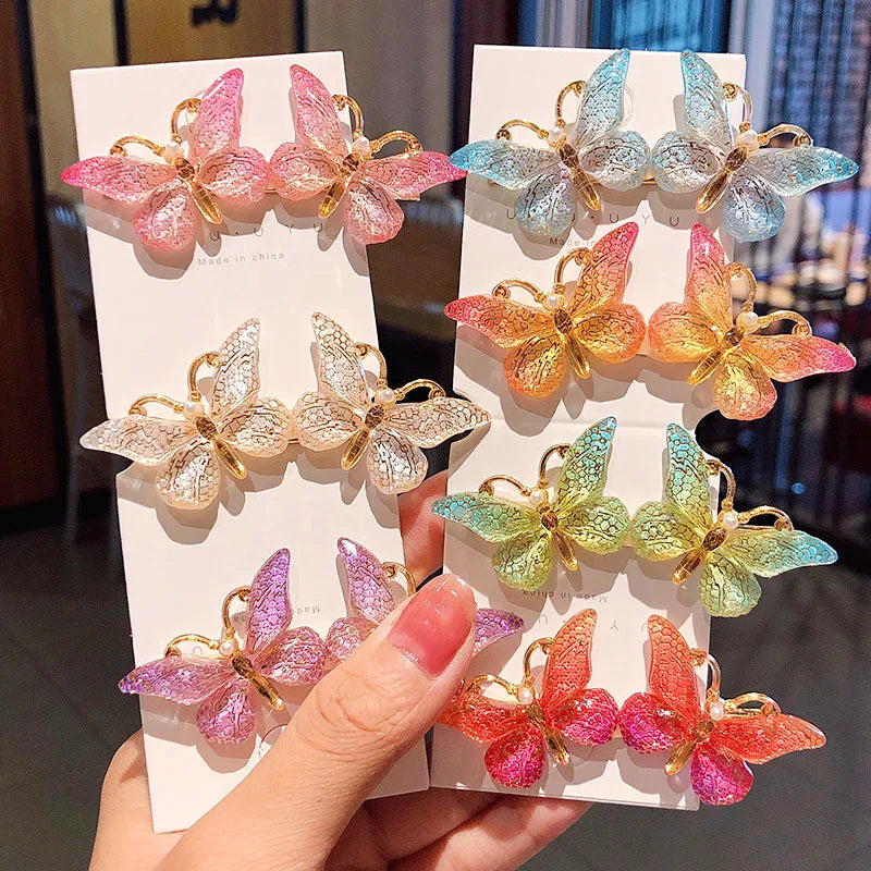Butterfly Glitter Hair Clips for Teens and Women Snap-On Hair Accessories Barrettes