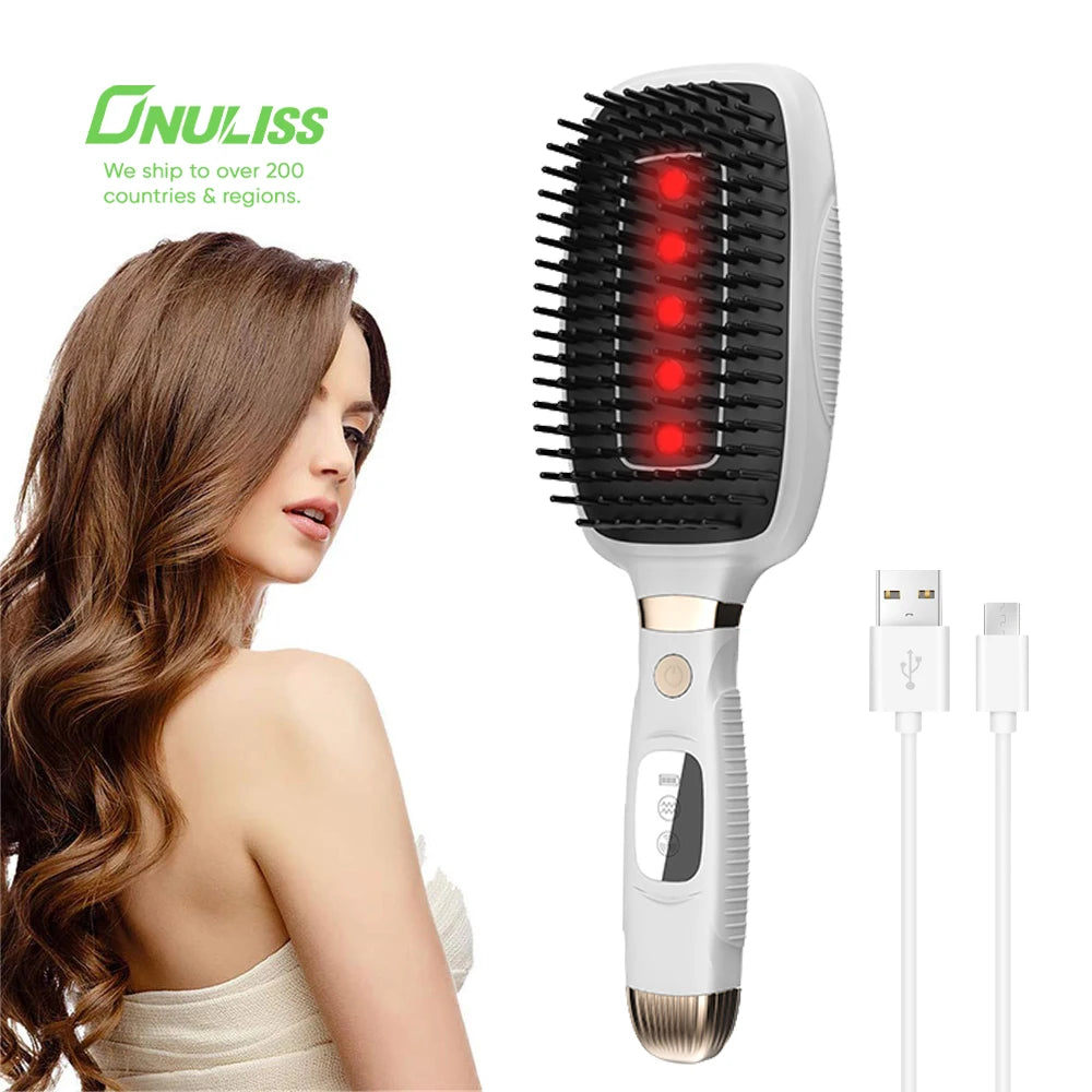 3-in-1 Professional Laser Comb for Hair Growth Electric Scalp Massager Brush with Thermal & Vibration Modes