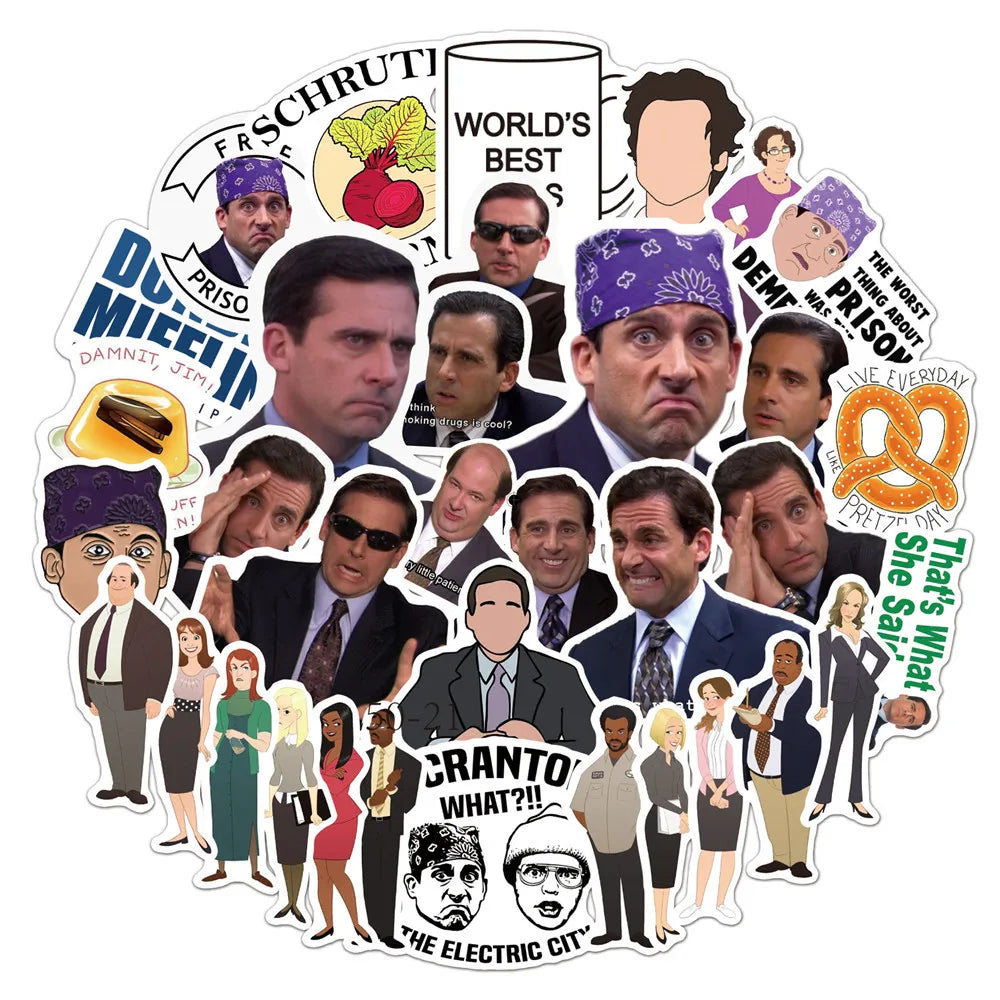 50Pcs US TV the Office Decorative Stickers Label for Kids Suitcase Laptop Bike Guitar Scrapbook Skateboard Waterproof Decals