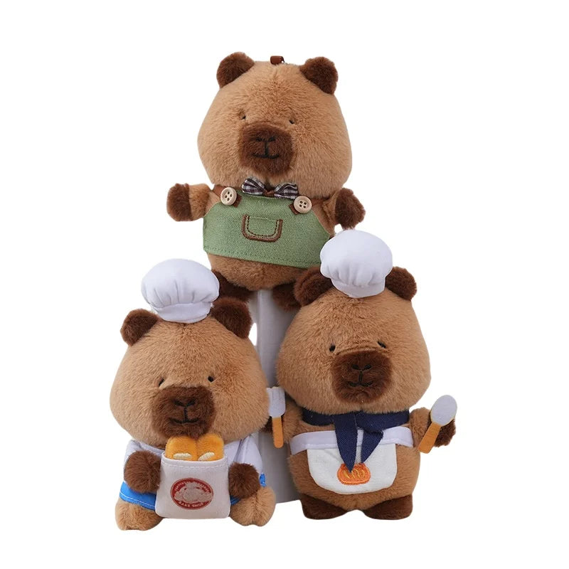 Cute Doll Capybara Plush Keychain Stuffed Guinea Pig Simulation Cooking Capibara Soft Doll  Gift Animal Capy Anime Fluffty Toy
