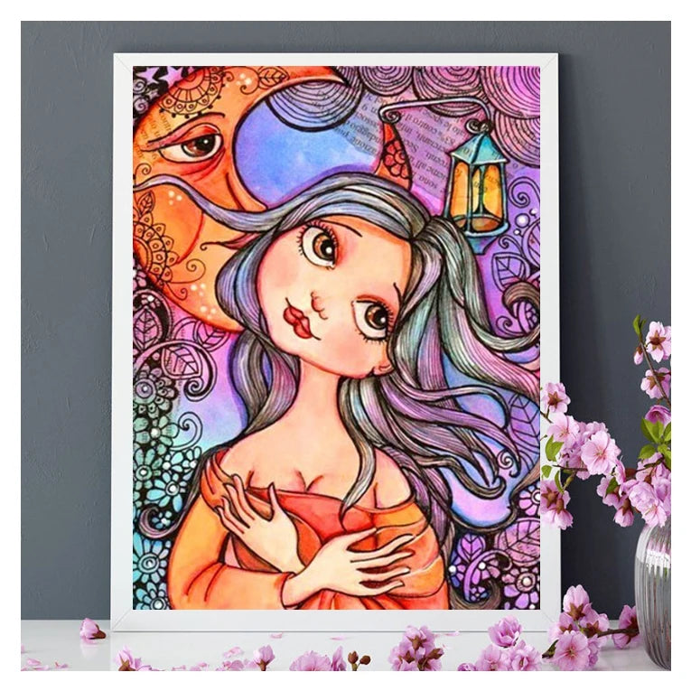 Girl 5D DIY Diamond Painting Embroidery Rhinestone Mosaic Full Square Round Canvas Portrait Cross Stitch Flower Home Decor Art