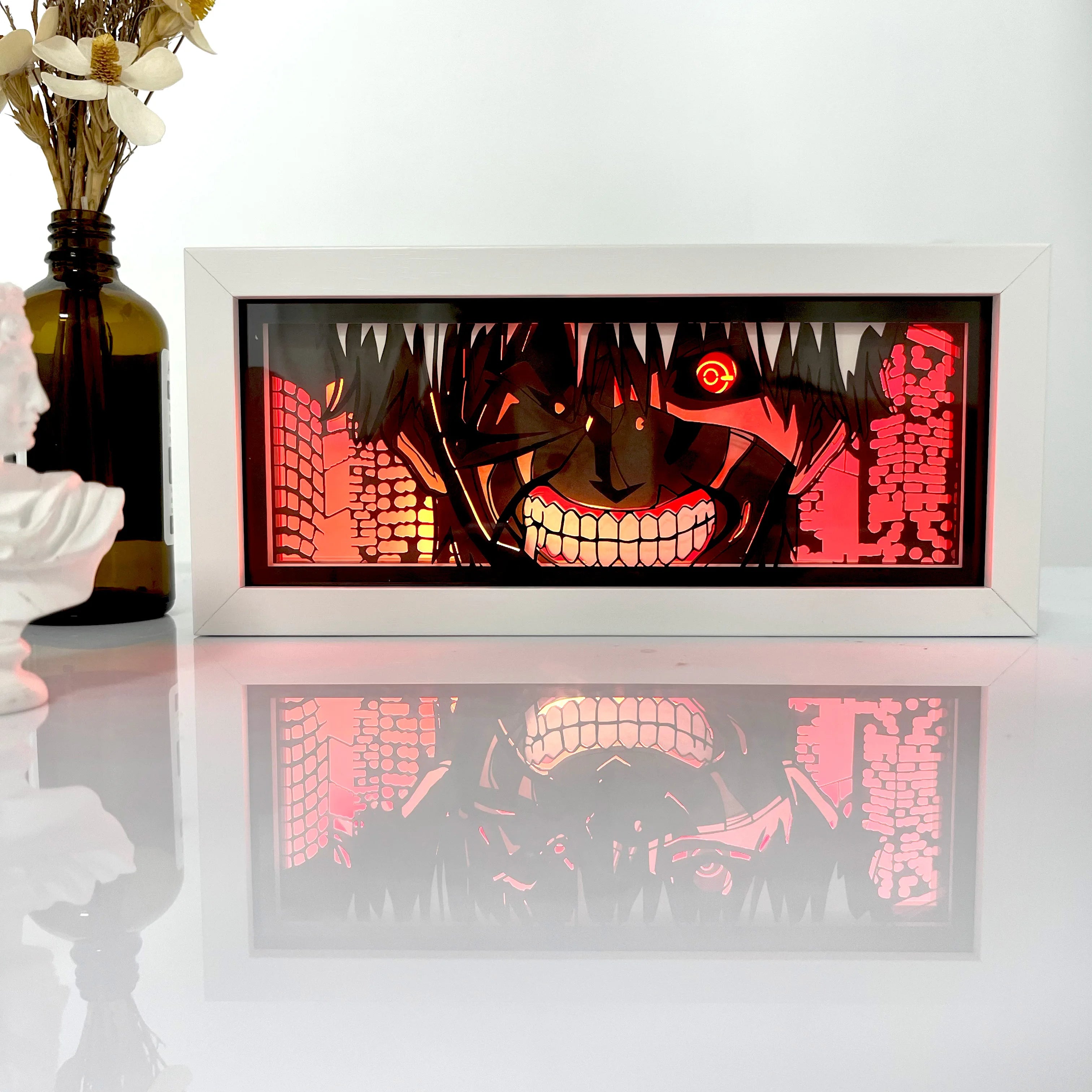 Lighting up Painting Manga Tricolor Poster LED Strips Paper Cut Light Anime Box Art Carving Lamp With Gift Box