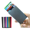 Custom Business Gift Pop Out Card Case Aluminum Metal Minimalist RFID Blocking Pop up Thin Front Pocket Card Holder Men's Wallet