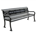 Outdoor Steel Slatted Bench Seat Outside Park Long Metal Seating Bench Public Garden Patio Rustic Country Iron Chair Benches