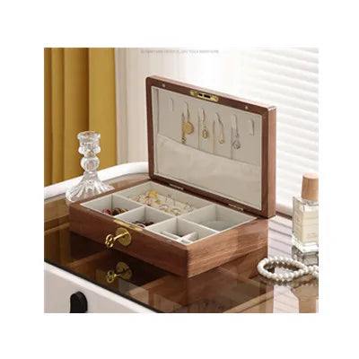 Wholesale Custom Black Walnut Large Big Jewelry Jewellery Storage Headgear  case Luxury Wood  Wooden Jewel Box