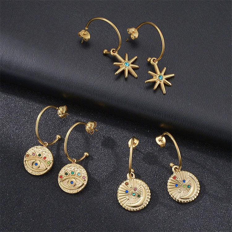 Simple Blank butterfly Charms Earring Stainless Steel Gold Plated Crystal Rhinestone Jewelry Earrings Women