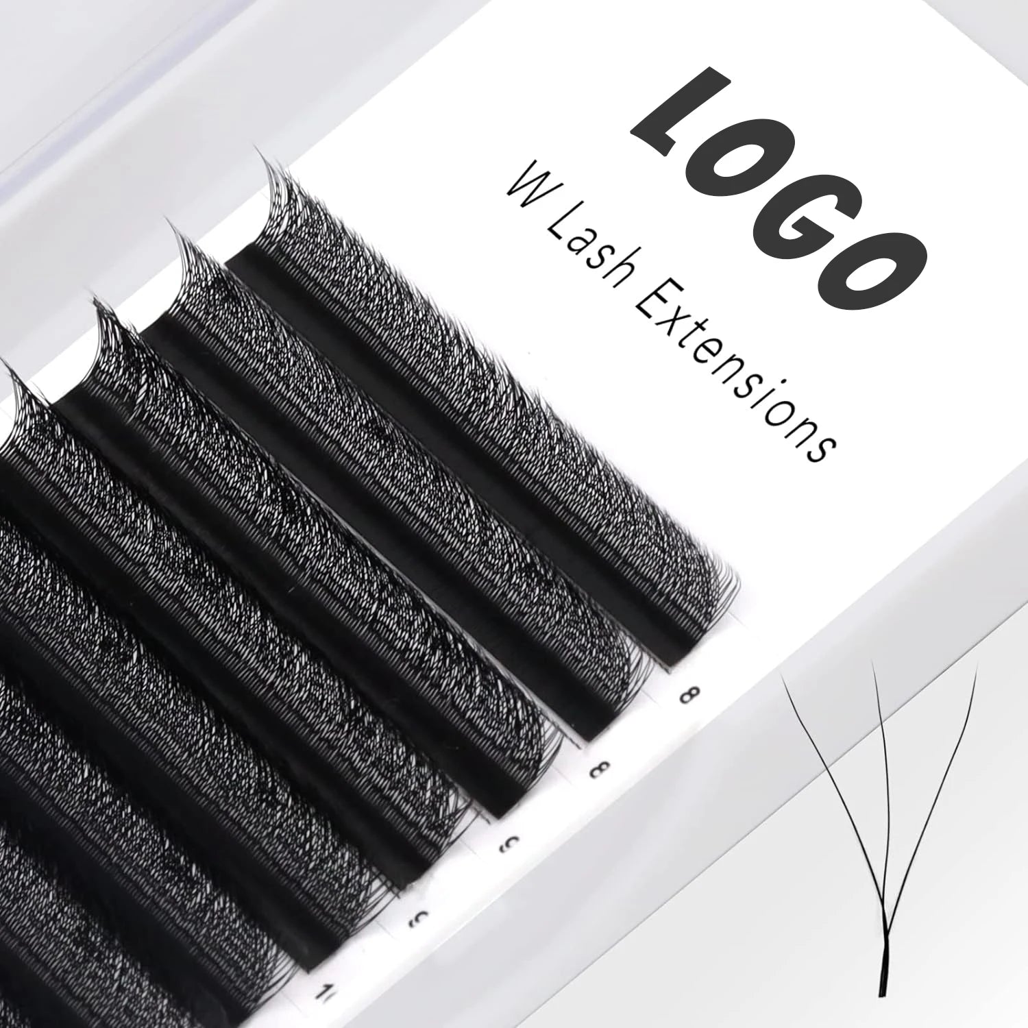Wholesale Private Label W V Y Shape Volume Eyelash Extension Individual False Eyelashes W Clover Lash Extensions