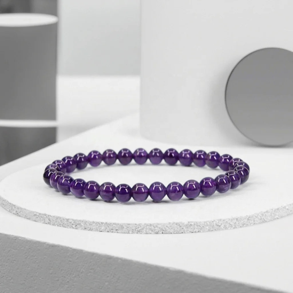 Wholesale 6mm Natural Amethyst Handmade Jade Round Beads Stretch Bracelet 7\"for Gift Wedding Party
