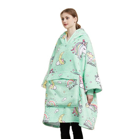 Printed Tie Dye Indoors Women's Oversized Fleece Hoodie Sweatshirt Blanket Sweatshirt Hooded Blanket
