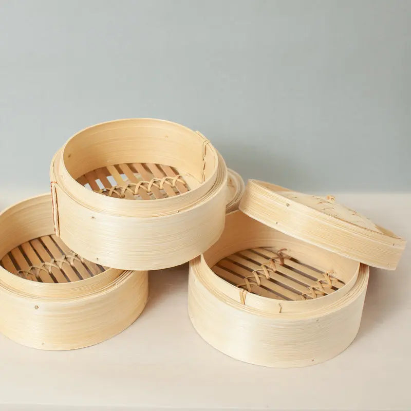 Estick Handmade Factory Classic Traditional Craft Design 15cm 2 Tier Natural Luo Bamboo Eco-Friendly 3L Capacity Steamer Basket