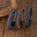 Trendy Jewelry Custom Leather Bracelet Personalized Italian Stainless Steel Leather Bracelet for Male Gift Wristband Bracelet