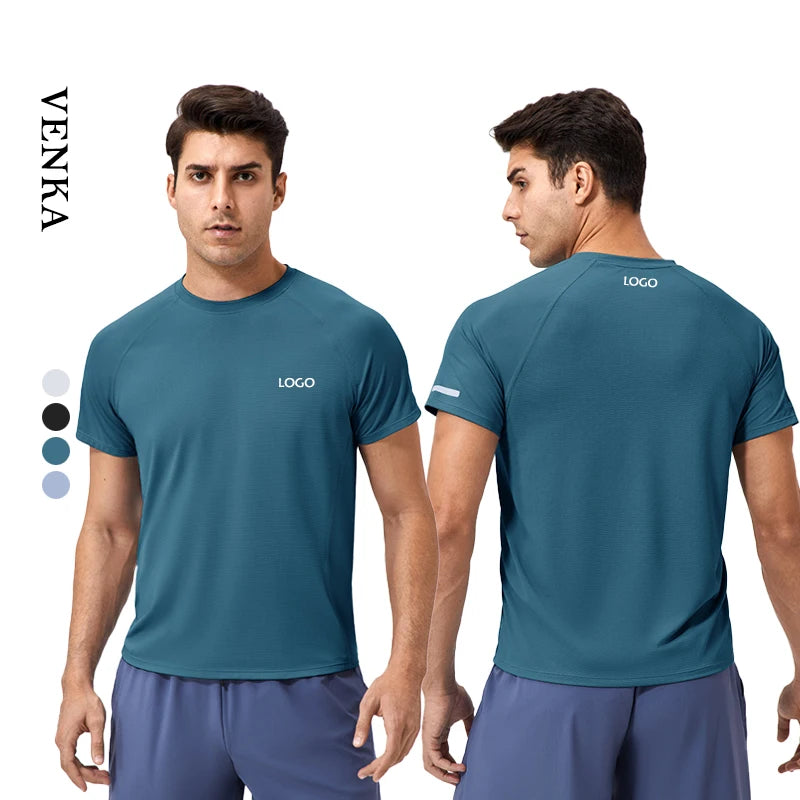 Men's Round Neckline Fitness Short Sleeved Top Loose Sweat-Wicking Running Training High Elasticity and Quick Drying T-Shirt