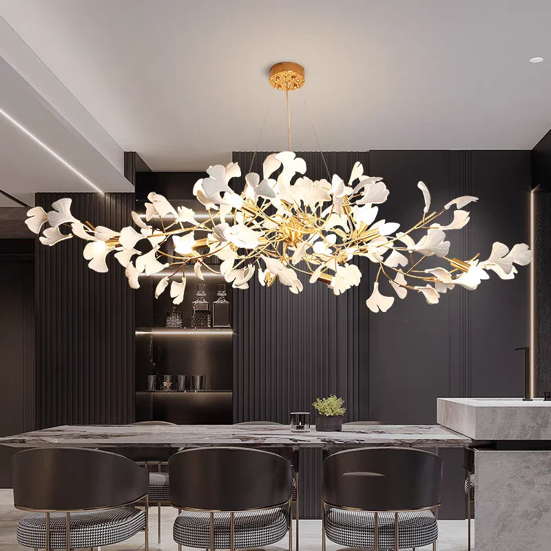 Maple Leaf Style Luxury Design Simple Style Indoor Dining Room Chandelier Modern Decorative Crystal Hanging Light