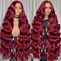 13x6 99J Body Wave Lace Front Wigs Human Hair 180% Density HD Transparent Lace Front Wigs Human Hair Pre Plucked
