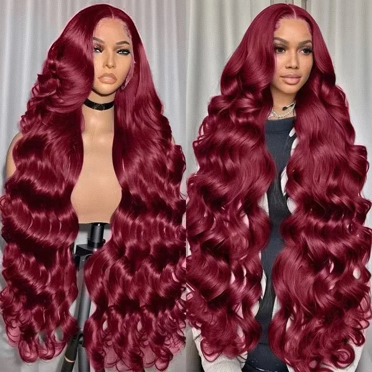 13x6 99J Body Wave Lace Front Wigs Human Hair 180% Density HD Transparent Lace Front Wigs Human Hair Pre Plucked