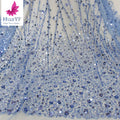 Silver Beaded Lace Shining Embroidery Crystal Sequins Lace Dress Hot Top Quality African Sky Blue for 5 Yards HY1306-11