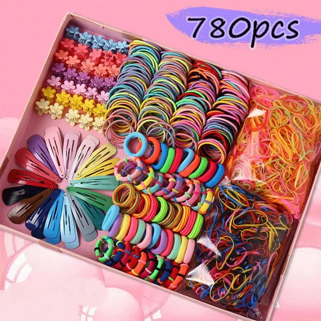 Ali Hot Selling Colors Hairpin Rubber Band Combination Set Simple Headwear Set Hair Accessories for Kids