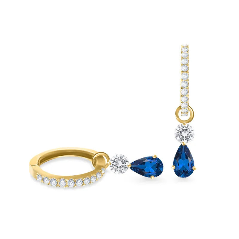 Water Drop Sapphire CZ Pave huggies Earrings 925 Sterling Silver 18k Gold Plated Zircon Diamond Hoops for Women